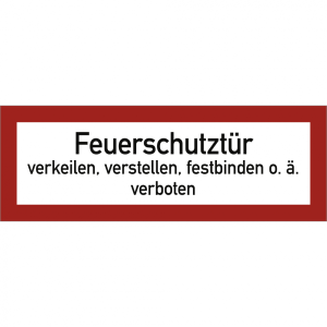 Dreifke&reg; Aufkleber Feuerschutzt&uuml;r verkeilen...verboten, Folie, 297x105 mm