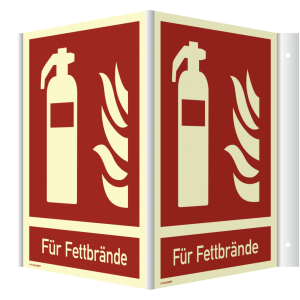 Dreifke&reg; Schild Winkels. Feuerl&ouml;scher(F&uuml;r Fettbr&auml;nde) ISO 7010,Kunstst.,nachl...