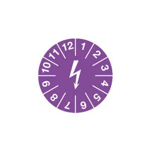 Dreifke&reg; Pr&uuml;fplakette f. elektr. Einrichtung.,Folie-Spezialkl.,violett,&Oslash; 15mm...