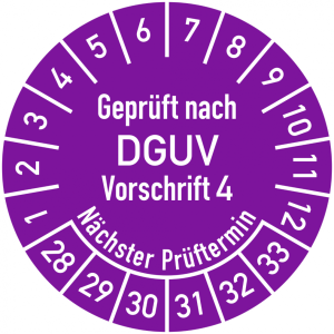 Dreifke&reg; Pr&uuml;fplakette Gepr&uuml;ft nach DGUV Vorschrift 4, N&auml;chster Pr&uuml;ftermin, 20...