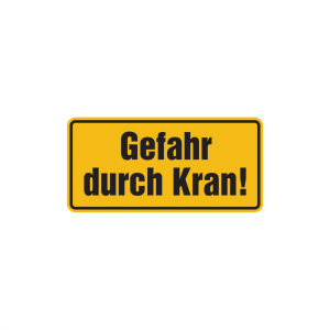 Dreifke&reg; Hinweisschild, Gefahr durch Kran! (gelb), 170x350mm, Alu gepr&auml;gt, Al...