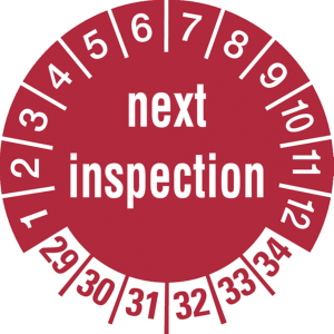 Dreifke&reg; Pr&uuml;fetikett next inspection ab 29 rot/wei&szlig; - 30 mm Folie selbstklebend