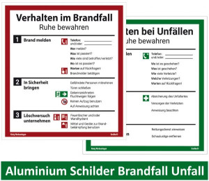 Dreifke&reg; Schildset Alu Verhalten im Brandfall/bei Unf&auml;llen | stabile Alu Schi...