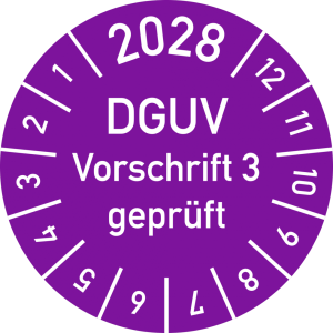 Dreifke&reg; Pr&uuml;fplakette 2028 DGUV Vorschrift 3 gepr&uuml;ft, Dokumentenfolie, &Oslash; 30 m...