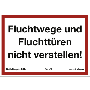 Dreifke&reg; Aufkleber Fluchtwege und Fluchtt&uuml;ren nicht verstellen!, Folie, 297x2...