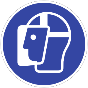 Dreifke&reg; Gebotsschild Gesichtsschutz benutzen ISO 7010, Alu, &Oslash; 200 mm, 1 St&uuml;ck