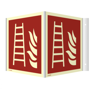 Dreifke&reg; Winkelschild Feuerleiter ISO 7010, Kunststoff, nachleucht., 160-mcd,...