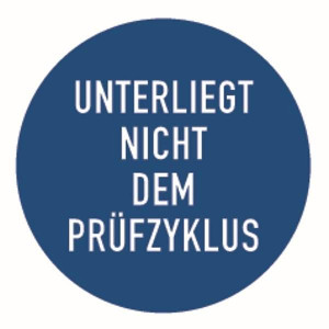 Aufkleber "Unterliegt nicht dem Pr&uuml;fzyklus" blau/wei&szlig; 20mm