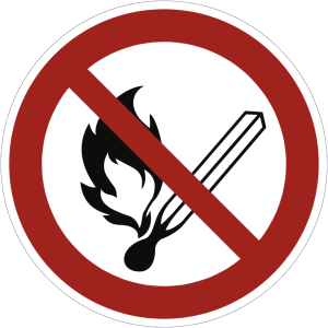 Dreifke&reg; Kunststoff-Schild "Keine offene Flamme; Feuer, offene Z&uuml;ndquelle und...