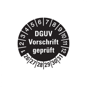 Dreifke&reg; Aufkleber Pr&uuml;fplakette, DGUV Vorschrift gepr&uuml;ft, schwarz/wei&szlig;, &Oslash; 30 ...