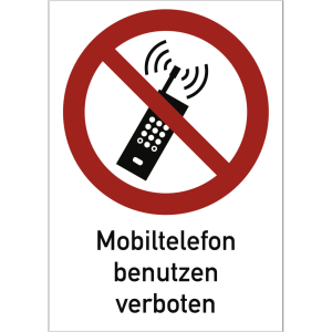 Dreifke&reg; Eingeschaltete Mobiltelefone verboten ISO 7010, Kombischild, Folie, ...