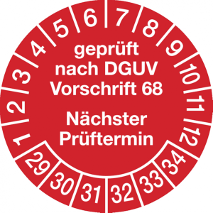 Dreifke&reg; Pr&uuml;fplakette gepr&uuml;ft nach DGUV Vorschrift 68 n&auml;chster P - 30 mm Foli...