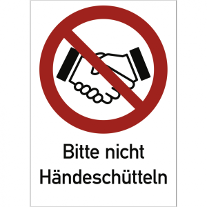Dreifke&reg; Aufkleber Bitte nicht H&auml;ndesch&uuml;tteln, Kombischild, Folie, 131x185 mm