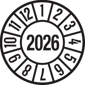 Dreifke&reg; Pr&uuml;fplakette wei&szlig;/schwarz 2026 - 35 mm Folie selbstklebend, Rolle mi...