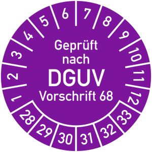 Dreifke&reg; Pr&uuml;fplakette Gepr&uuml;ft nach DGUV Vorschrift 68, 2028-2033, Polyesterfo...