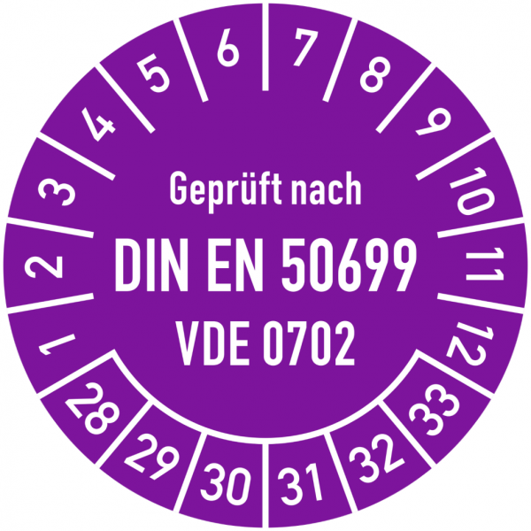 Dreifke&reg; Pr&uuml;fplakette Gepr&uuml;ft nach DIN EN 50699, VDE 0702, 2028-2033, Dokumen...