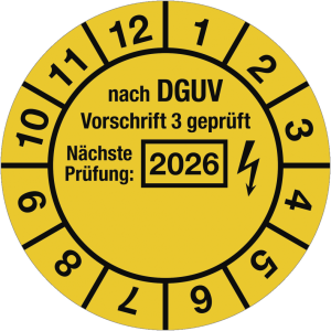 Dreifke&reg; Pr&uuml;fplakette nach DGUV,N&auml;chste Pr&uuml;fung, 2026, Folie, &Oslash; 30 mm, 10 St&uuml;...