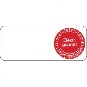 Dreifke&reg; Kabelpr&uuml;fplakette Elektr. gepr&uuml;ft f&uuml;r 29 rot/wei&szlig; - 50x20 mm Folie s...