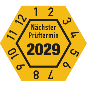 Dreifke&reg; Pr&uuml;fplakette, N&auml;chster Pr&uuml;ftermin, Jahresfarben, Fol - 30x26 mm Foli...