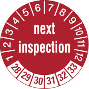 Dreifke&reg; Aufkleber | Pr&uuml;fetikett next inspection ab 28 rot/wei&szlig; - 30 mm Folie...