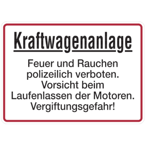 Dreifke&reg; Hinweisschild, Kraftwagenanlage Rauchen verboten, Alu gepr&auml;gt, 250 x...