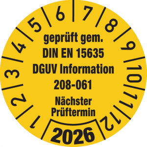 Dreifke&reg; Jahrespr&uuml;fplakette, DGUV Information 208-061, &Oslash; 30 mm - 30 mm Folie ...