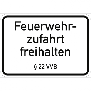 Dreifke&reg; Schild Feuerwehrzufahrt freihalten &sect; 22 VVB, Alu, 500x350 mm
