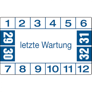 Dreifke&reg; Etikett letzte Wartung ab 29 wei&szlig;/blau - 40x25 mm Folie selbstklebend