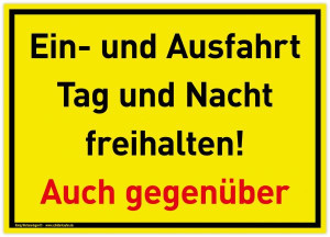 Gro&szlig;es Schild Ein- und Ausfahrt | PVC 42 x 30 cm | Tag und Nacht freihalten A...