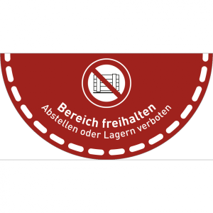 Dreifke&reg; Fu&szlig;bodenaufkleber Bereich freihalten... (Halbkreis), Folie, rutschh....