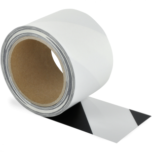Schmutzresistentes Bodenmarkierungsband WT-5229, Polyester, s/w, 75 mm x 15 m