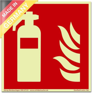 Dreifke&reg; Schild Feuerl&ouml;scher extra langnachleuchtend | PVC selbstklebend 200x...