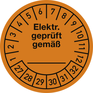Dreifke&reg; Pr&uuml;fplakette Elektr. gepr&uuml;ft gem&auml;&szlig; 2027-2032, Dokumentenfolie,&Oslash; 30 m...