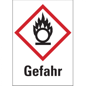 Dreifke&reg; Gefahrstoffetiketten - Flamme &uuml;ber einem Kreis (GHS0 - 52x74 mm Foli...