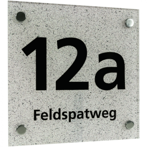 Dreifke&reg; Hausnummernschild mit Stra&szlig;enangabe, Acrylglas, Schrift schwarz, 200...