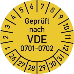 Dreifke&reg; Pr&uuml;fplakette Gepr&uuml;ft nach VDE 0701-0702 2026-2031, Dokumentenf.,&Oslash;30m...