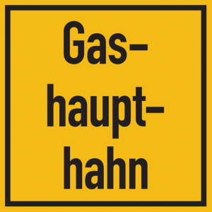 Dreifke&reg; Hinweisschild, Gashaupthahn, Aluverbund, 200 x 200 mm - 200x200x2 mm...