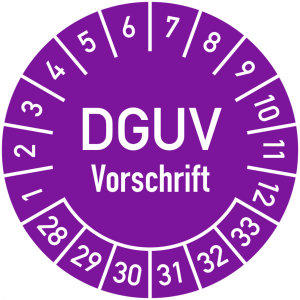 Dreifke&reg; Pr&uuml;fplakette DGUV Vorschrift, 2028 - 2033, Folie, &Oslash; 25 mm, 10 St&uuml;ck