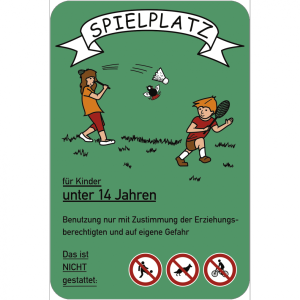 Dreifke&reg; Schild Spielplatz f&uuml;r Kinder unter 14 Jahren..., gr&uuml;n, Alu, 400x600 mm