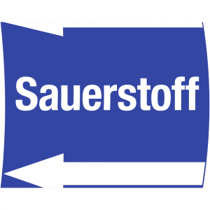 Aufkleber Band f&uuml;r Rohre &uuml;ber &Oslash; 50 mm, Gruppe 0 Sauerstoff, Folie, 76 mm x 33 m