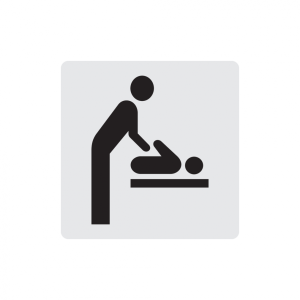 Dreifke&reg; T&uuml;rschild, Piktogramm Wickelraum, 60 x 60 mm, Alu glatt 1 Stk.