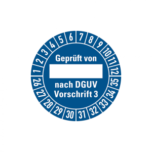 Dreifke&reg; Aufkleber Pr&uuml;fplakette, Gepr&uuml;ft von _____ nach DGUV Vorschrift 3, bl...