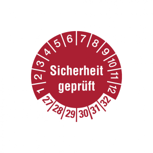 Dreifke&reg; Aufkleber Pr&uuml;fplakette, Sicherheit gepr&uuml;ft, Rot/Wei&szlig;, Folie, &Oslash; 30 mm...