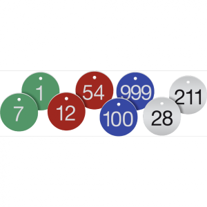 Werkzeugmarken mit Gravur, Alu, eloxiert, Gr&uuml;n, &Oslash; 20 mm, 100 St&uuml;ck/VE