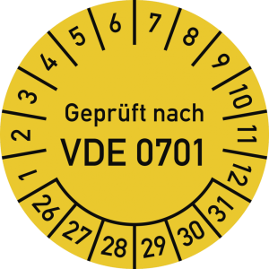 Dreifke&reg; Pr&uuml;fplakette Gepr&uuml;ft nach VDE 0701, 2026-2031, Folie, &Oslash; 30mm, 10 St&uuml;...
