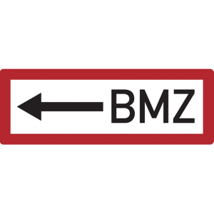 Dreifke&reg; Feuerwehrschild, BMZ (Brandmeldezentrale) mit Pfeil nach links - DIN...