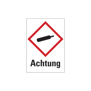 Dreifke&reg; Gefahrstoffetiketten - Gasflasche (GHS04) &amp; Signalwort "Achtung" | F...