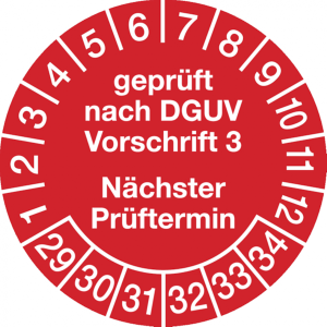 Dreifke&reg; Pr&uuml;fplakette gepr&uuml;ft nach DGUV Vorschrift 3 n&auml;chster Pr - 30 mm Foli...