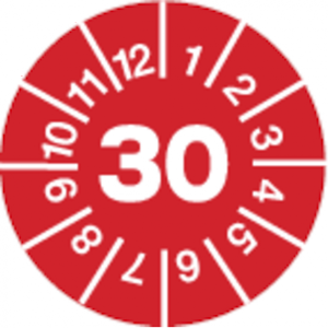 Dreifke&reg; Pr&uuml;fplakette rot/wei&szlig; 2030 - 10 mm Folie selbstklebend