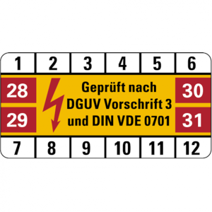 Dreifke&reg; Pr&uuml;fplakette gepr&uuml;ft nach DGUV Vorschrift 3 und DIN - 50x25 mm Folie...